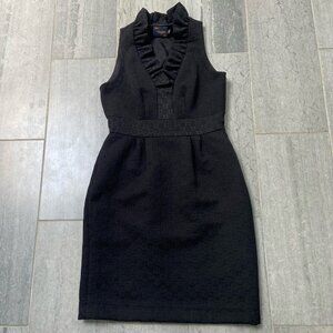 Just Taylor V-Neck Ruffle Collar Textured A-Line Mini Dress Black Size 4P